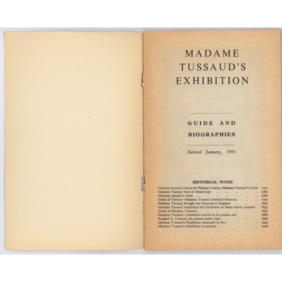 MADAME TUSSAUD'S WAX MUSEUM GUIDE & BIOGRAPHIES, London, ©1960, Zoo ad back cvr - Picture 2 of 5